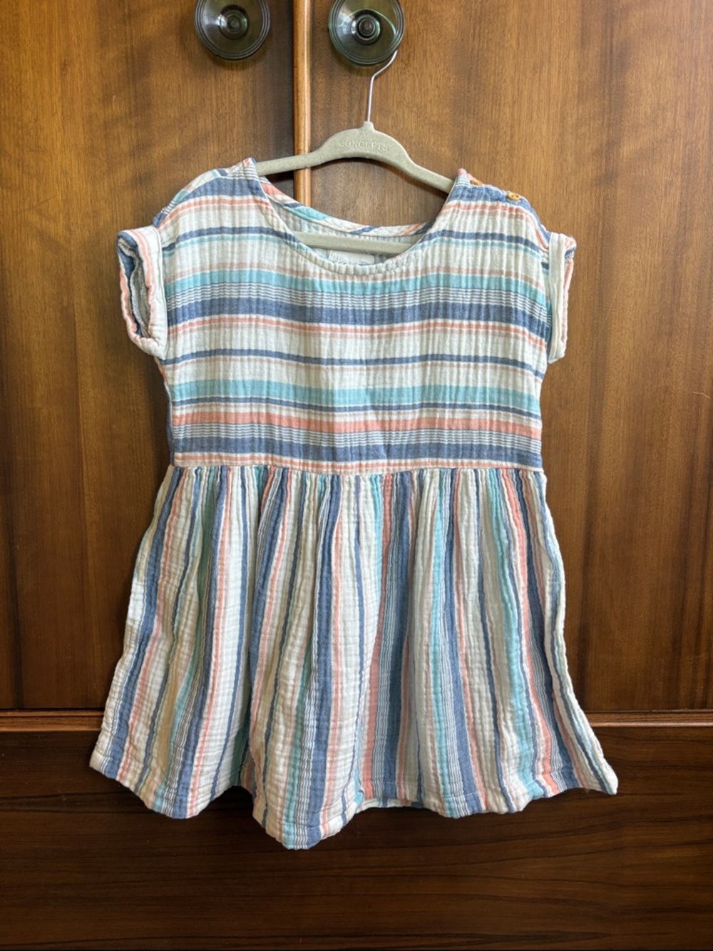 Little Planet Striped Pastel Cotton Dress for Girls - Casual Summer